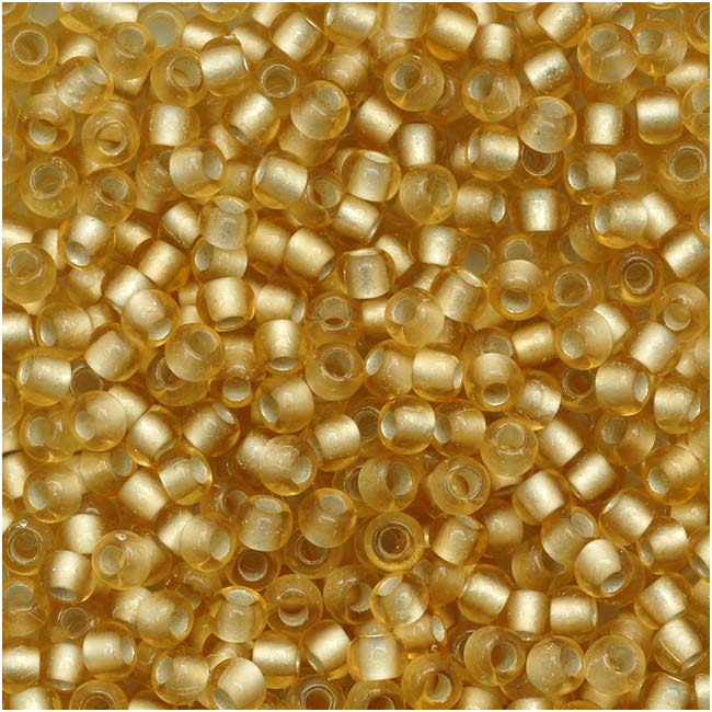 TOHO Round Seed Beads 11/0 22F Silver Lined Frosted Lt Topaz