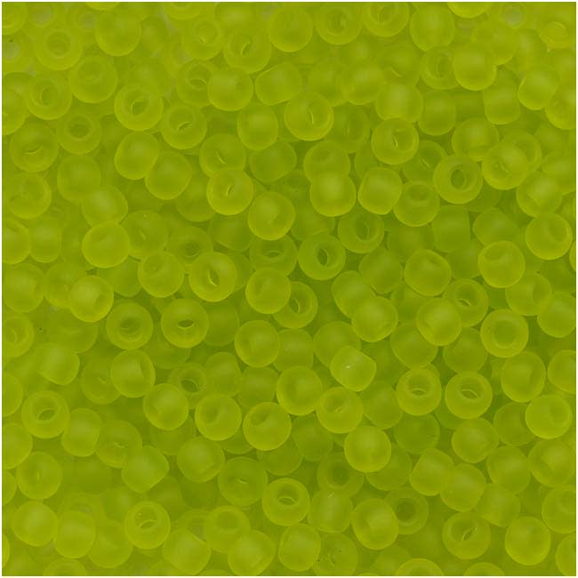 TOHO Round Seed Beads 11/0 4F Transparent Frosted Lime Green