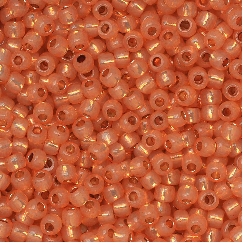 TOHO Seed Beads, Round 11/0, PF2112, PermaFinish Silver Lined Milky Grapefruit