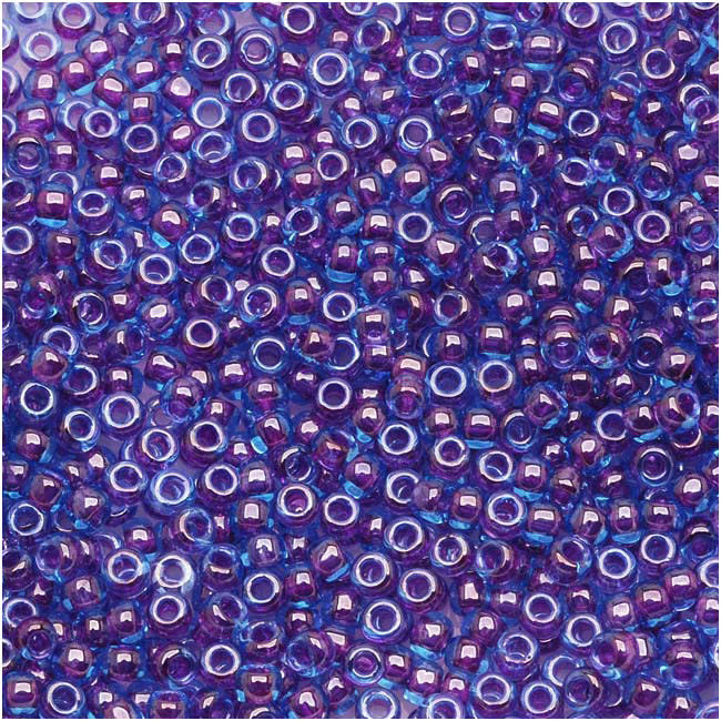 TOHO Round Seed Beads 11/0 252, Aqua/Purple Lined