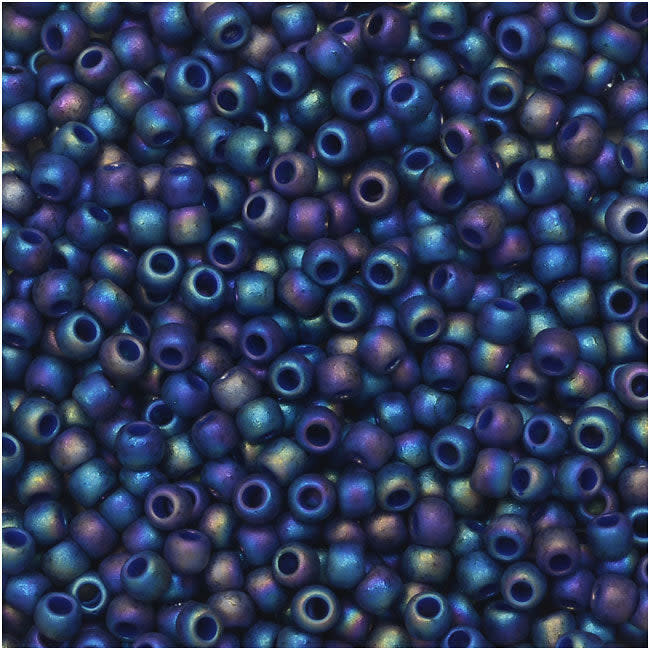 TOHO Seed Beads, Round 11/0, Semi Glazed, Rainbow Navy Blue