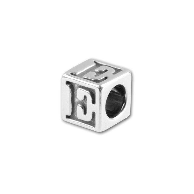 Sterling Silver 4.5mm Alphabet Bead - E