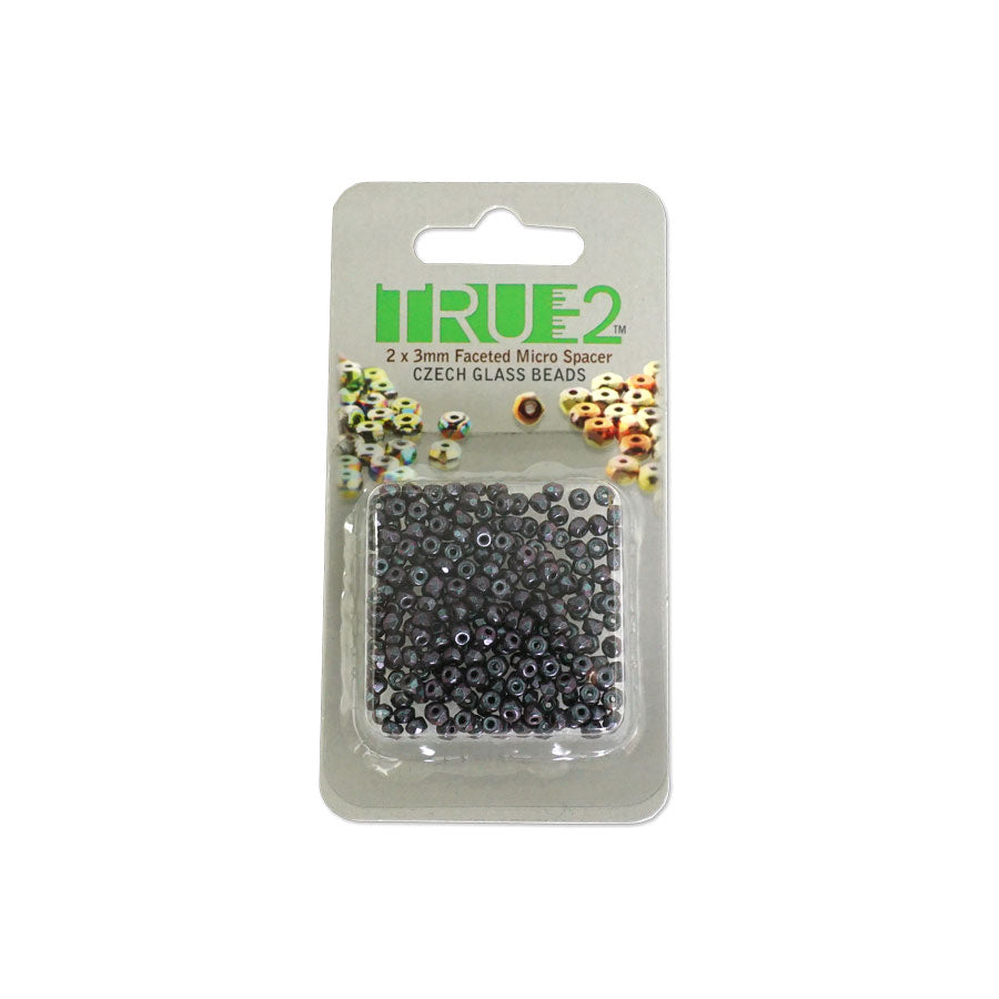 2x3mm Polychrome Mix Berry Faceted Czech Micro Spacers - Goody Beads