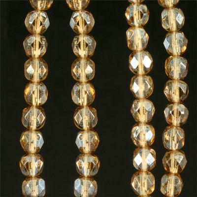 4mm Czech Fire Polish Light Topaz Beads - Goody Beads