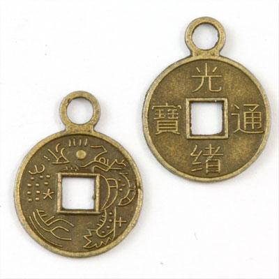 10mm Chinese Coin Bronze Drops - Goody Beads