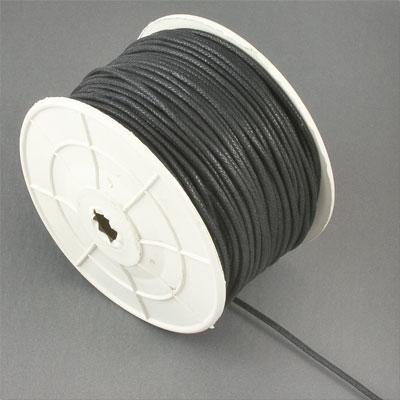 2mm Black Waxed Cotton Cord - Goody Beads