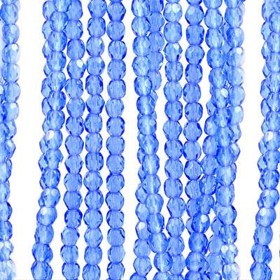 3mm Czech Fire Polish Aquamarine Beads - Goody Beads