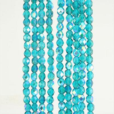 4mm Czech Fire Polish Teal AB Finish  Beads - Goody Beads