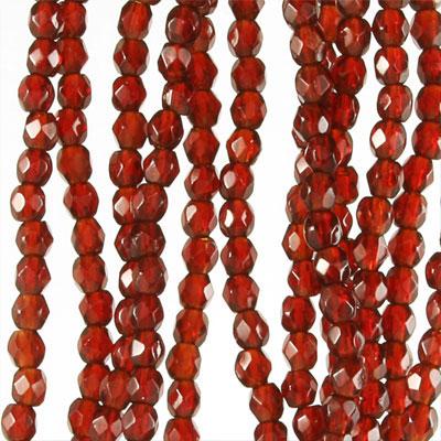 4mm Czech Fire Polish Garnet Beads - Goody Beads