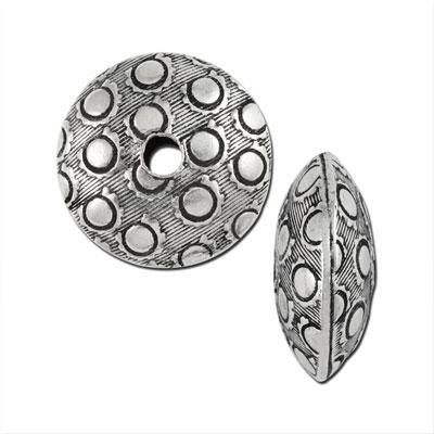 12mm Silver Plated Bali Style Circle Pattern Rondelle Beads - Goody Beads