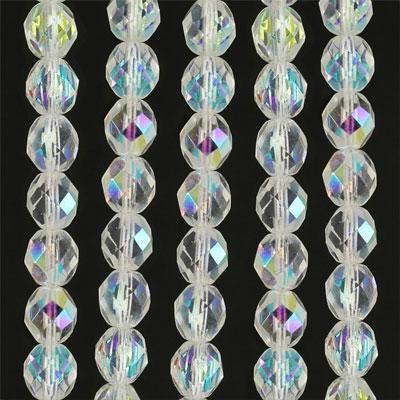 8mm Czech Fire Polish Clear AB Finish Beads - Goody Beads