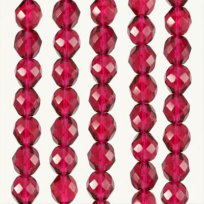 8mm Czech Fire Polish Fuchsia Beads - Goody Beads