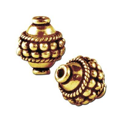 11x9mm Brass Plated Antique Gold Bali Style Beads - Goody Beads