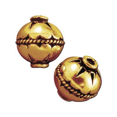 11mm Brass Plated Antique Gold Bali Style Heart Pattern Round Beads - Goody Beads