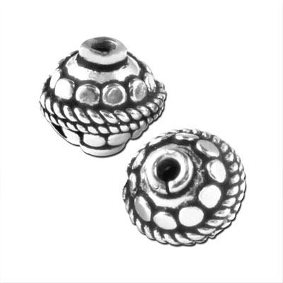 11mm Silver Plated Bali Style Round Beads - Goody Beads