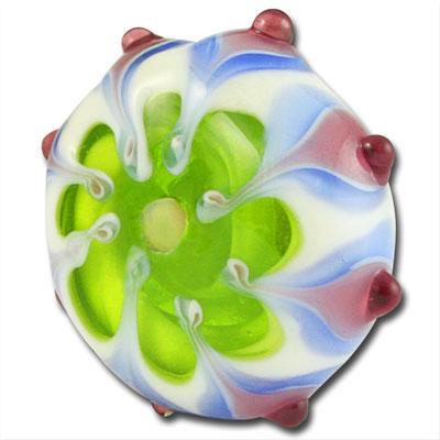 24mm Green and Purple Pinwheel Lampwork Bead - Goody Beads