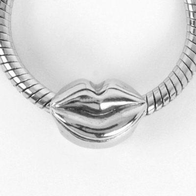 10mm Lips Large Hole Bead - Rhodium Plated - Goody Beads