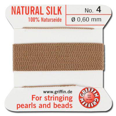 Griffin Bead Cord 100% Silk - No. 4 (0.60mm) Beige - Goody Beads