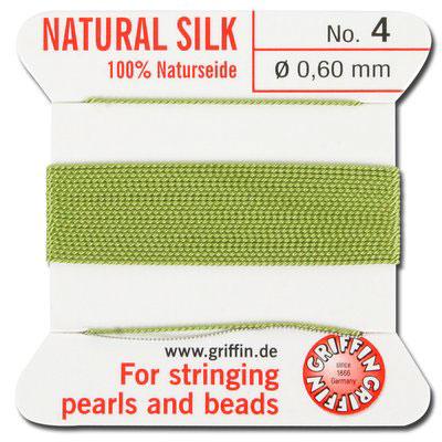 Griffin Bead Cord 100% Silk - No. 4 (0.60mm) Jade - Goody Beads