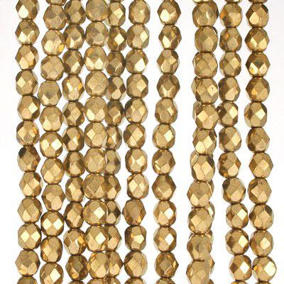 4mm Czech Fire Polish Bronze Beads - Goody Beads