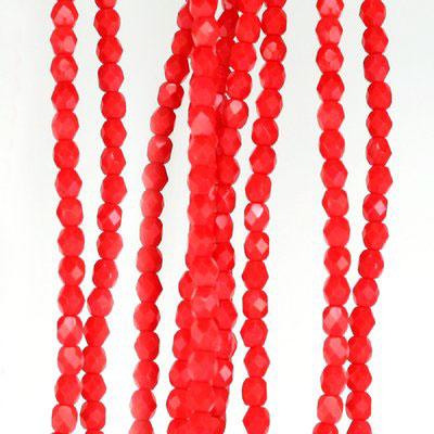 3mm Czech Fire Polish Opaque Red Crystal Beads - Goody Beads