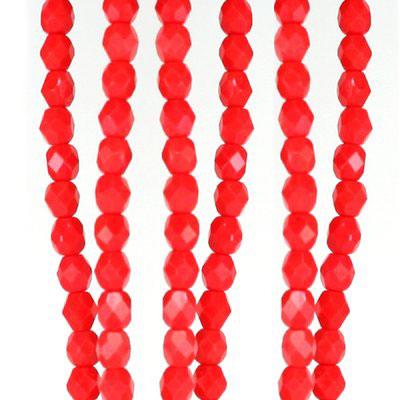 4mm Czech Fire Polish Opaque Red Beads - Goody Beads