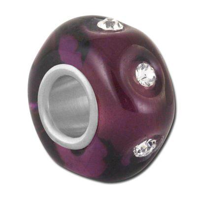 14mm Amethyst with Rhinestones Large Hole Beads - Goody Beads