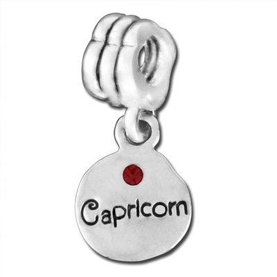 13mm Dangling Capricorn Large Hole Bead - Rhodium Plated - Goody Beads