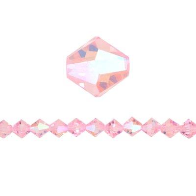 4mm Bicone AB Pink Glass Crystal Beads - Goody Beads