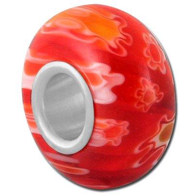 13mm Orange with Brush Design Large Hole Bead - Goody Beads