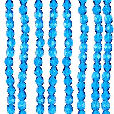 4mm Czech Fire Polish Capri Blue Beads - Goody Beads