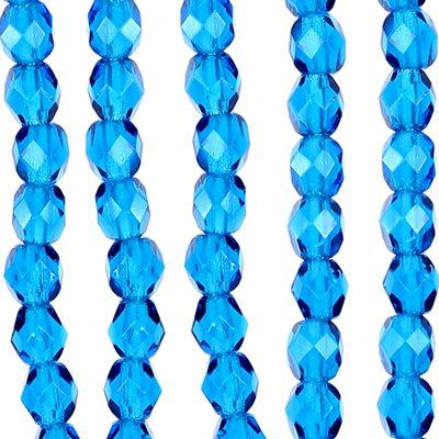 8mm Czech Fire Polish Capri Blue Beads - Goody Beads