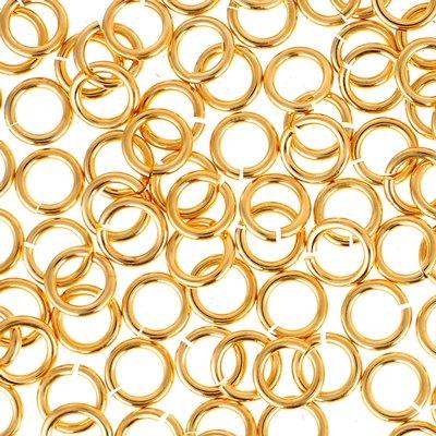 7mm Gold Plated 16 Gauge Round Jump Rings - Goody Beads