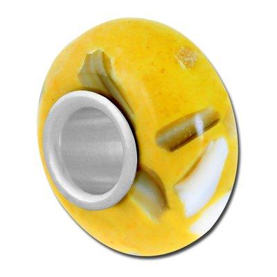 13mm Yellow Mosaic Large Hole Bead - Goody Beads