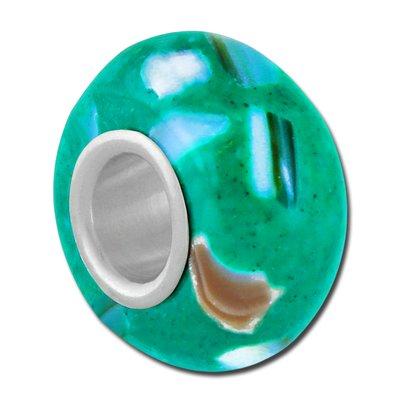 13mm Green Mosaic Large Hole Bead - Goody Beads