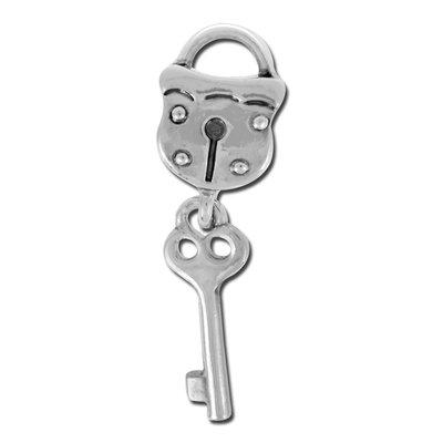 10mm Dangle Lock & Key Large Hole Bead - Rhodium Plated - Goody Beads