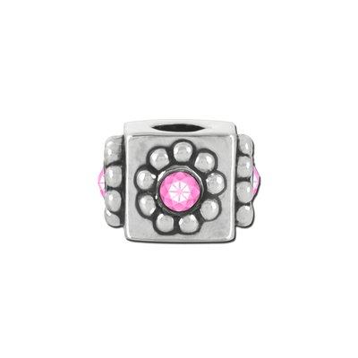 Light Amethyst Rhinestone Cube Bead for 2mm Leather - Goody Beads