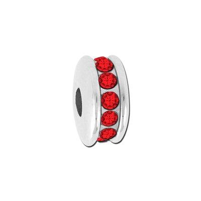 Ruby Rhinestone Channel Set Bead for 2mm Leather - Goody Beads