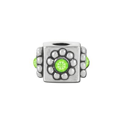 Peridot Rhinestone Cube Bead for 2mm Leather - Goody Beads