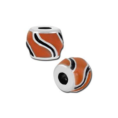 Petite Black and Brown Animal Swirl Enamel Bead - Interchangeable - Goody Beads