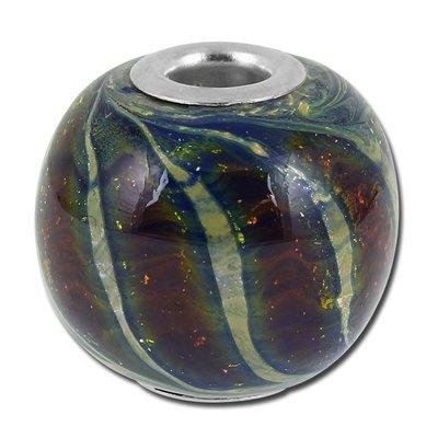 19mm Jewel Tone Stripes Barrel Pendant Large Hole Beads - Goody Beads