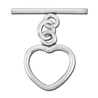 19mm Silver Plated Bali Style  Heart Toggle Clasp - Goody Beads