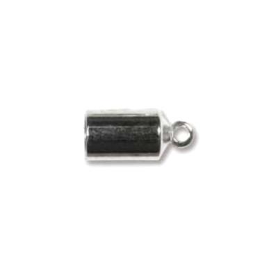 4mm Silver Plate Barrel End Cap - 4 Pack - Goody Beads