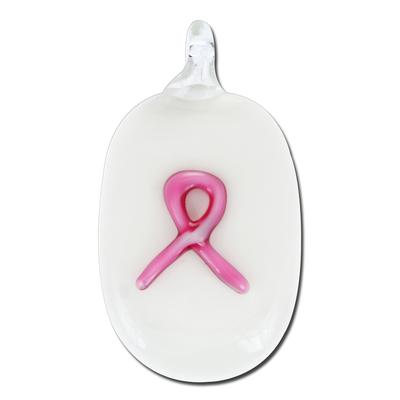 37mm Oval Pink Ribbon Pendant - Goody Beads