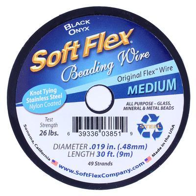 Soft Flex MEDIUM Gauge 0.019 Inch Diameter Beading Wire - Black 30 Feet