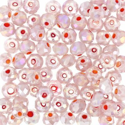 8mm Faceted Rondelle Opal with Orange Millefiori Beads with AB Finish - Goody Beads