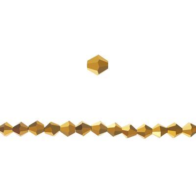 3mm Bicone Metallic Gold Glass Crystal Beads - Goody Beads