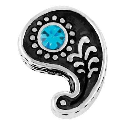 Paisley with Blue Zircon Stone Slider Charm - Goody Beads