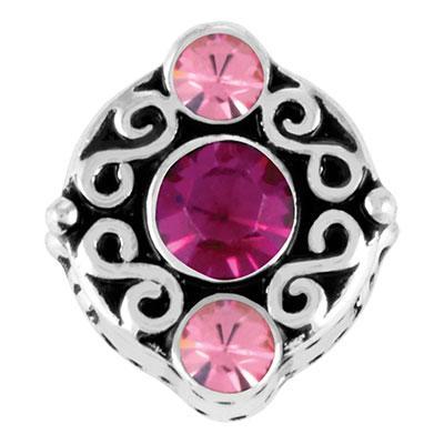 Fuchsia and Light Rose Stones Lillian Slider Charm - Goody Beads