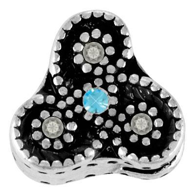 Aquamarine and Black Diamond Stones Veneto Slider Charm - Goody Beads